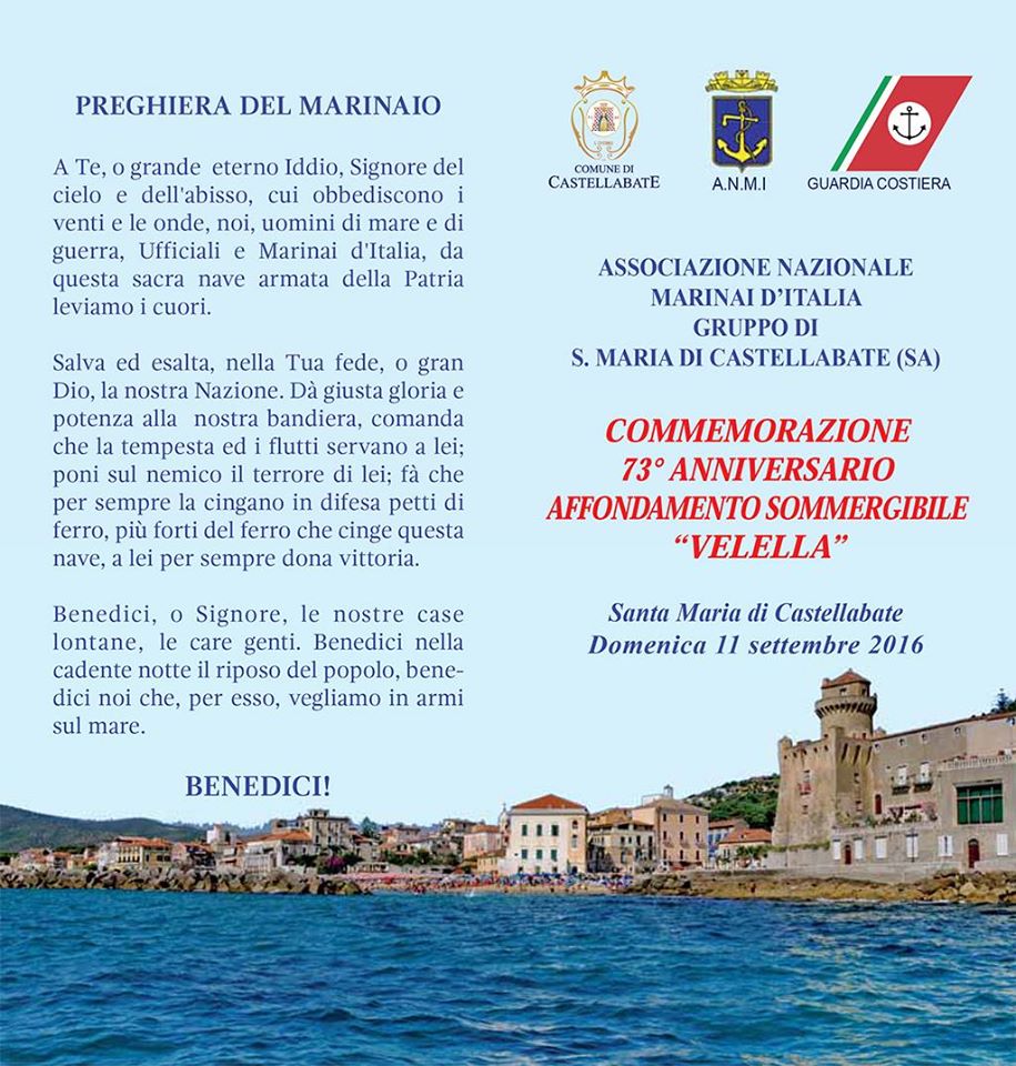 Commemorazione del 73° anniversario del Sommergibile Velella